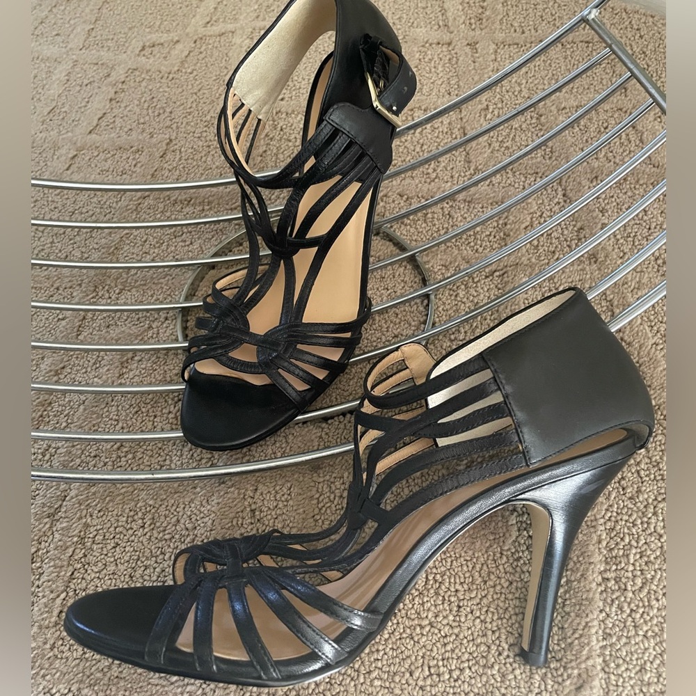 Cole Haan Black Strappy Stiletto Heels with Buckle Size 9B - Picture 11 of 14